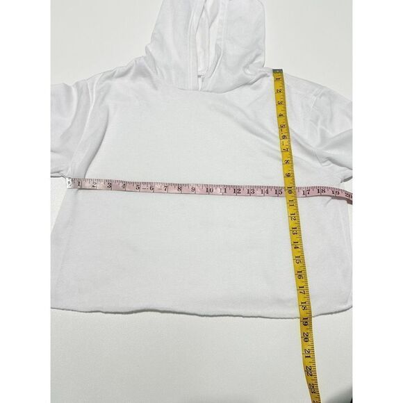 Women's Long Sleeve‎ Pullover Raw Hem Cropped Hoodie Bright White Size Medium - Picture 8 of 11